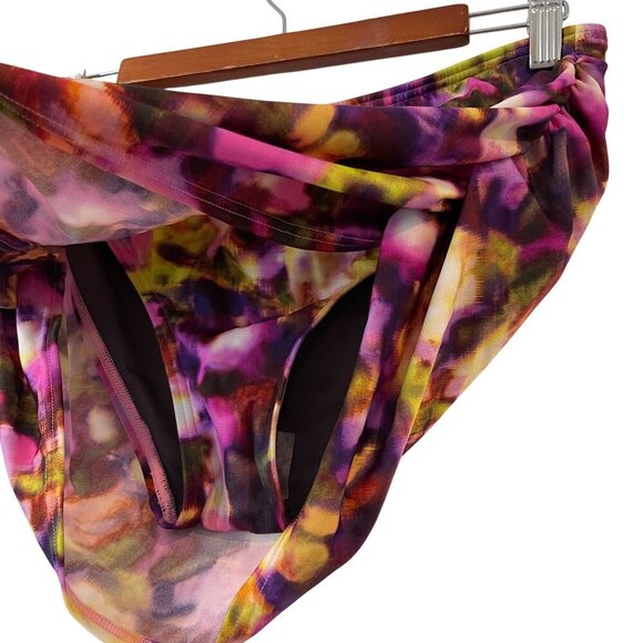 Victorias Secret Size M Skirted Bikini Swim Bottom Ruched Overlay Floral - Picture 2 of 5